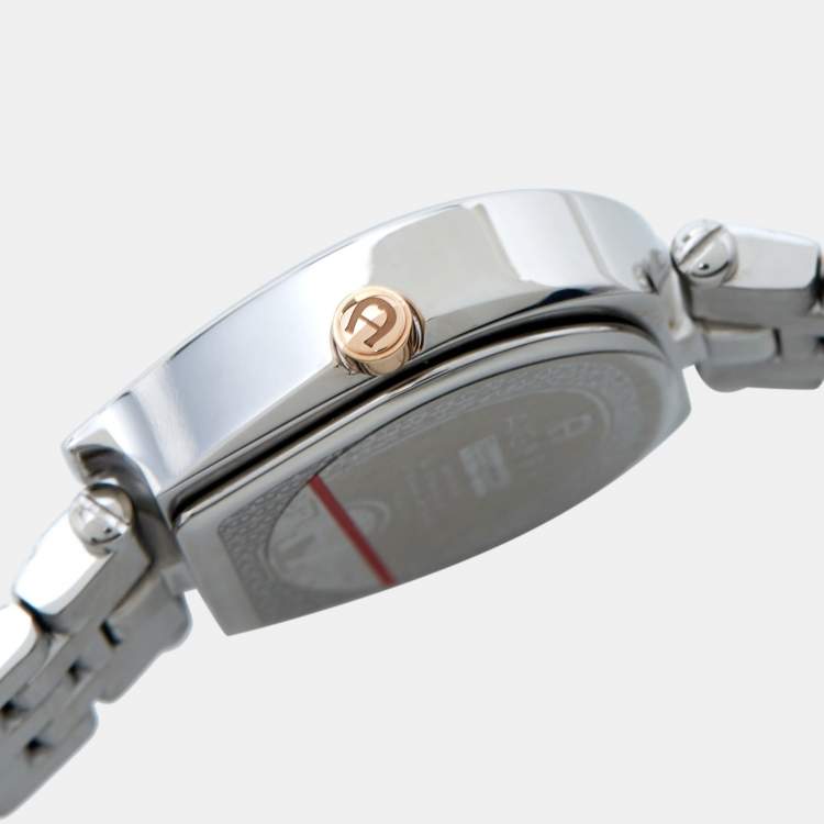 Pre Owned Aigner Burgundy Mother of Pearl Two Tone Stainless Steel Perugina LG21513 Women's Wristwatch 26 mm