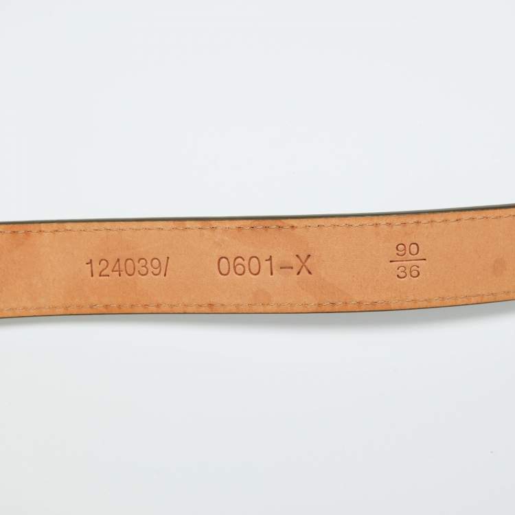 مملوكة مسبقًا Aigner Olive Green Leather Logo Buckle Belt 90CM