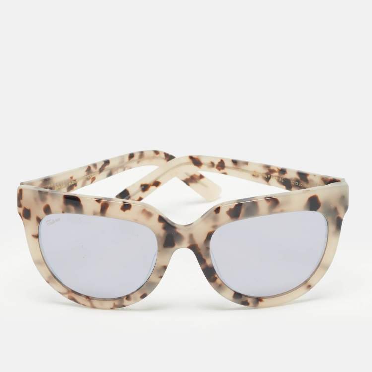 Pre Owned Fakeme Tortoise Beige Mirrored Frame Cat Eye Sunglasses