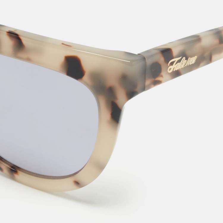 Pre Owned Fakeme Tortoise Beige Mirrored Frame Cat Eye Sunglasses