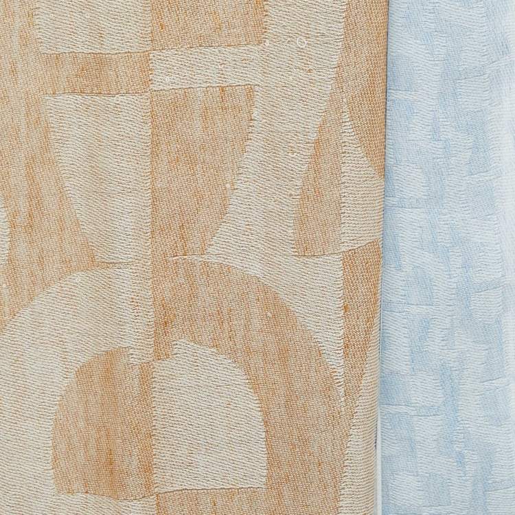 Pre Owned Aigner Blue Patterned Linen Blend Stole