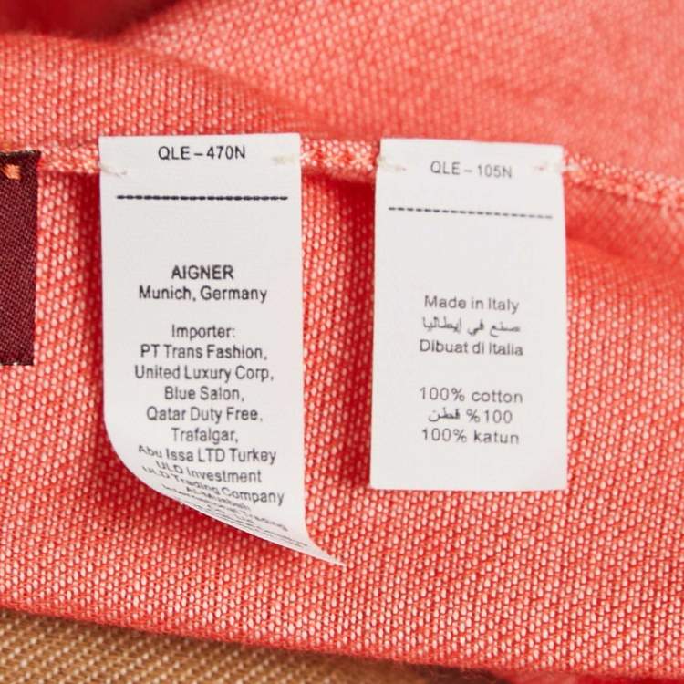 Pre Owned Aigner Red Monogram Stripe Cotton Stole 