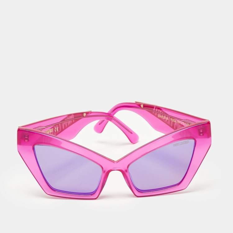 Pre Owned Poppy Lissiman Fuchsia/Black Diavolina Cat Eye Sunglasses