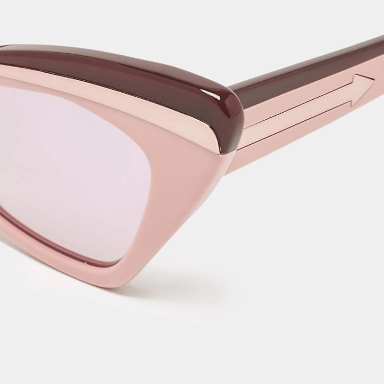 Pre Owned Karen Walker Pink /Purple Mirror Babou Cat Eye Sunglasses