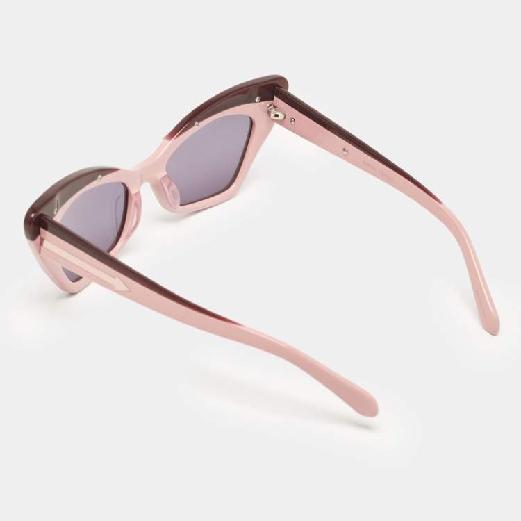 Pre Owned Karen Walker Pink /Purple Mirror Babou Cat Eye Sunglasses