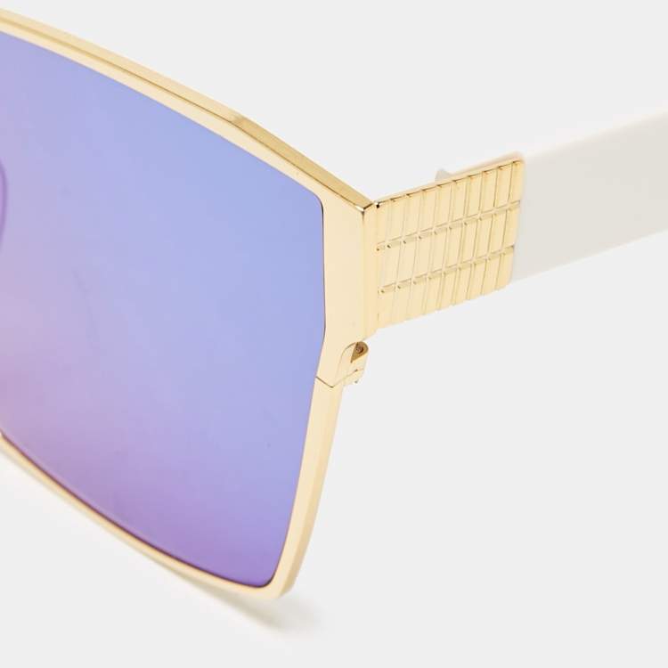 Pre Owned Irresistor Kubrik White/Multicolor Mirror Irresistor Square Sunglasses