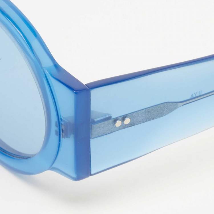 Pre Owned Dries Van Noten Blue DVN/98 Linda Farrow Edition Round Sunglasses