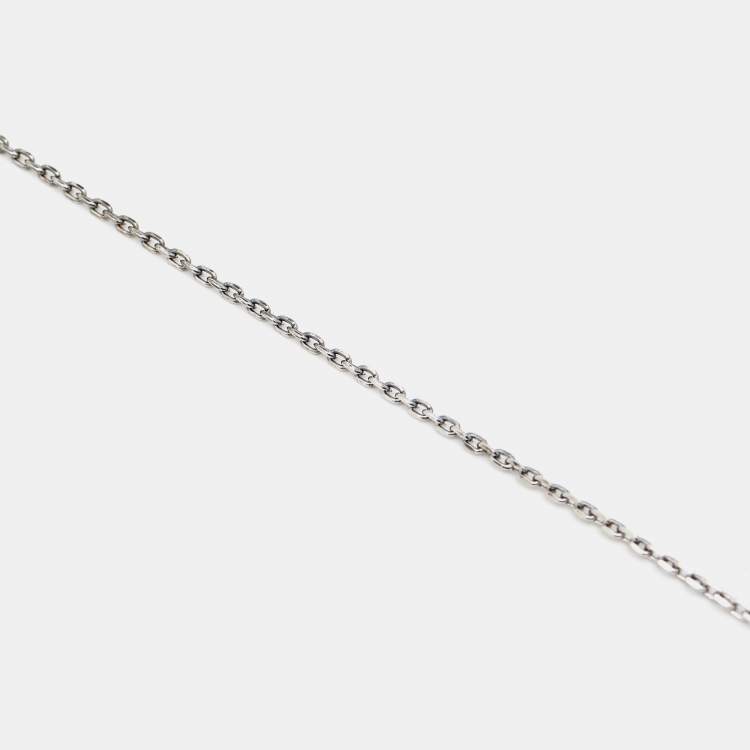 Pre Owned Aigner Logo Crystals Sterling Silver Pendant Necklace