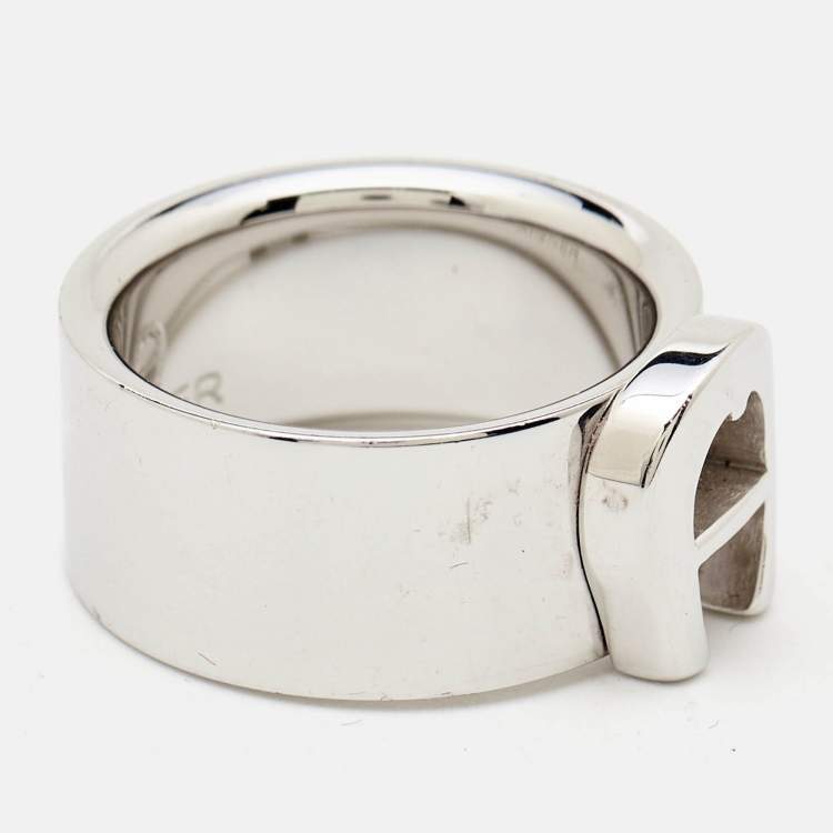 Pre Owned Aigner Logo Silver Tone Ring Size 58