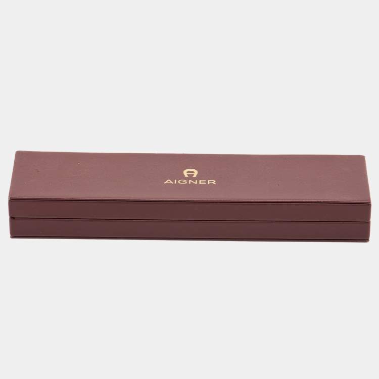 Pre Owned Aigner Crystal Logo Gold Tone Chain Bracelet