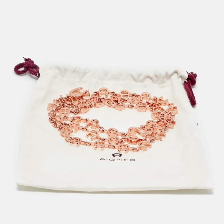 Pre Owned حزام أيغنر معدني بلون وردي مع شعار