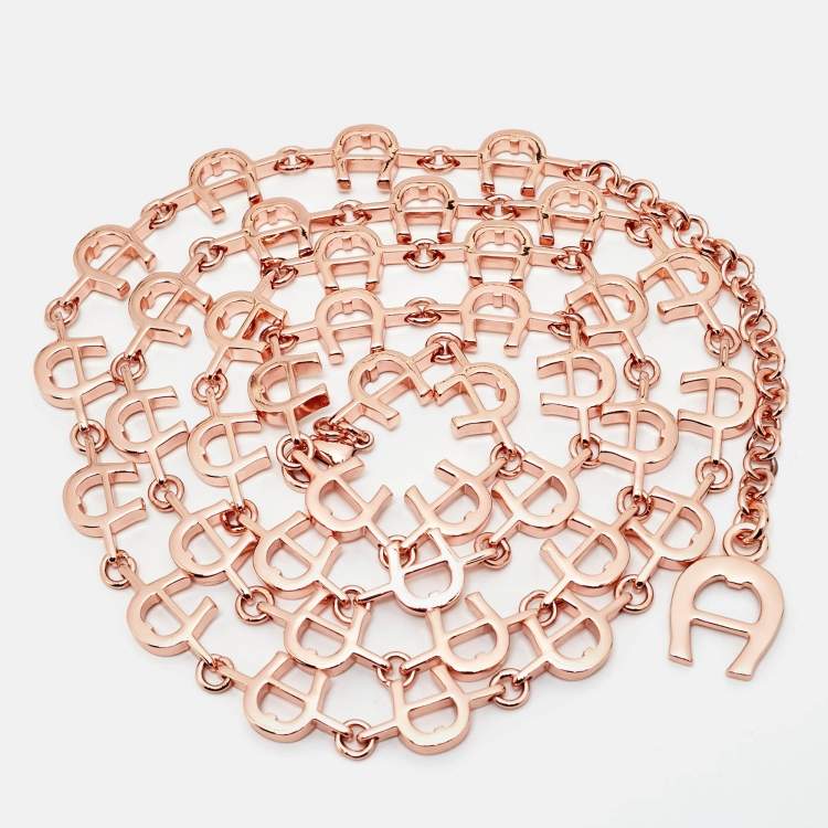 Pre Owned حزام أيغنر معدني بلون وردي مع شعار