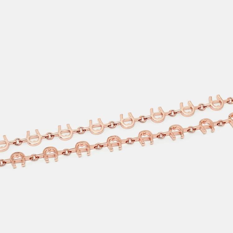 Pre Owned حزام أيغنر معدني بلون وردي مع شعار