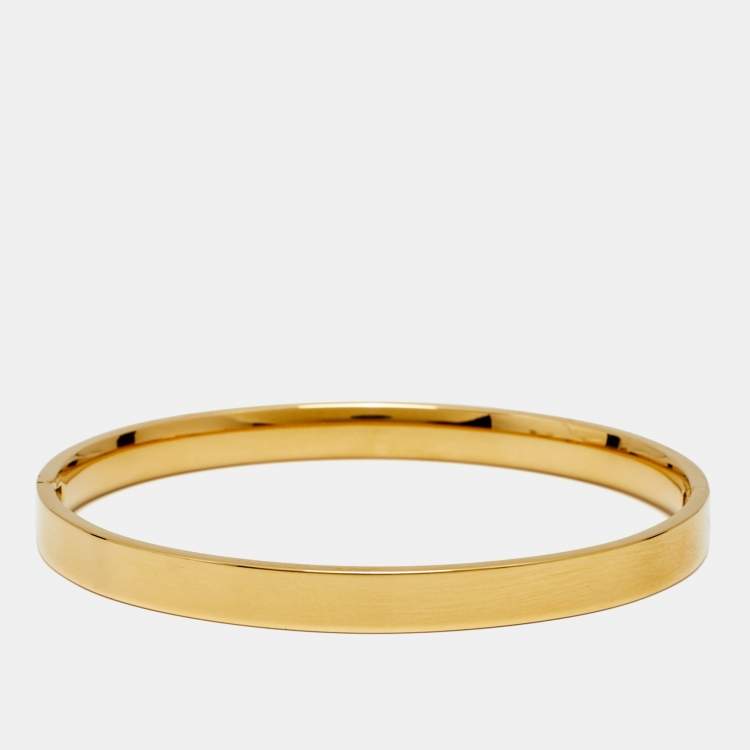 Pre Owned Aigner Logo Crystals Gold Tone Bracelet