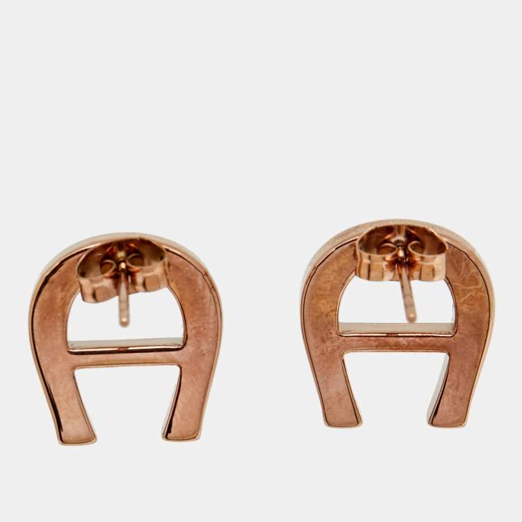 Pre Owned Aigner Crystals Faux Pearls Crystals Rose Gold Tone Earrings