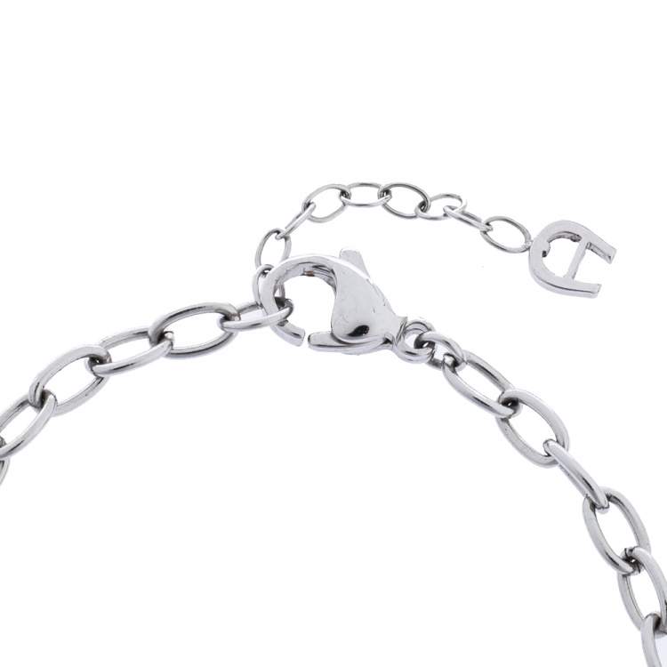 Pre Owned Aigner Silver Tone Crystal Embellished Bracelet 