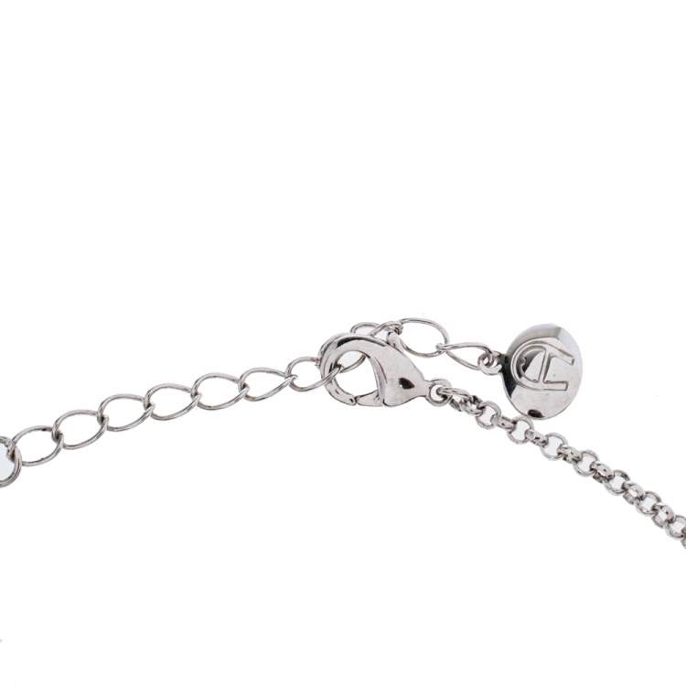 Pre Owned Aigner Crystal & Faux Pearl Silver Tone Necklace