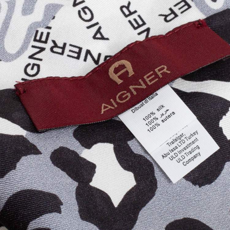 Pre Owned Aigner Grey Animal Print Silk Bandeau