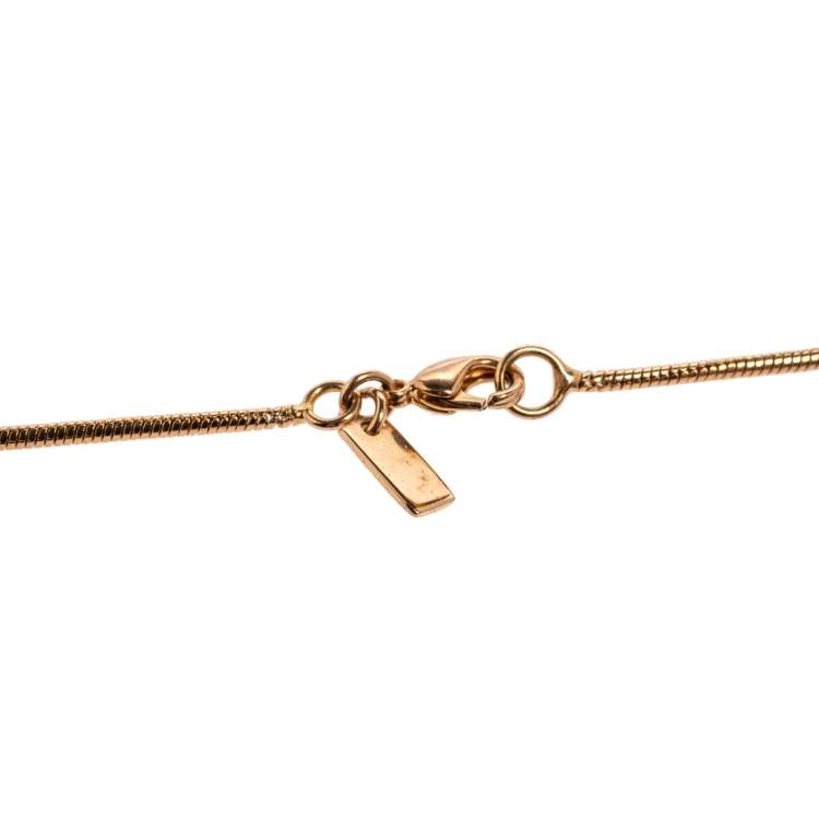 Pre Owned Aigner Gold Tone Crystal Logo Pendant Necklace