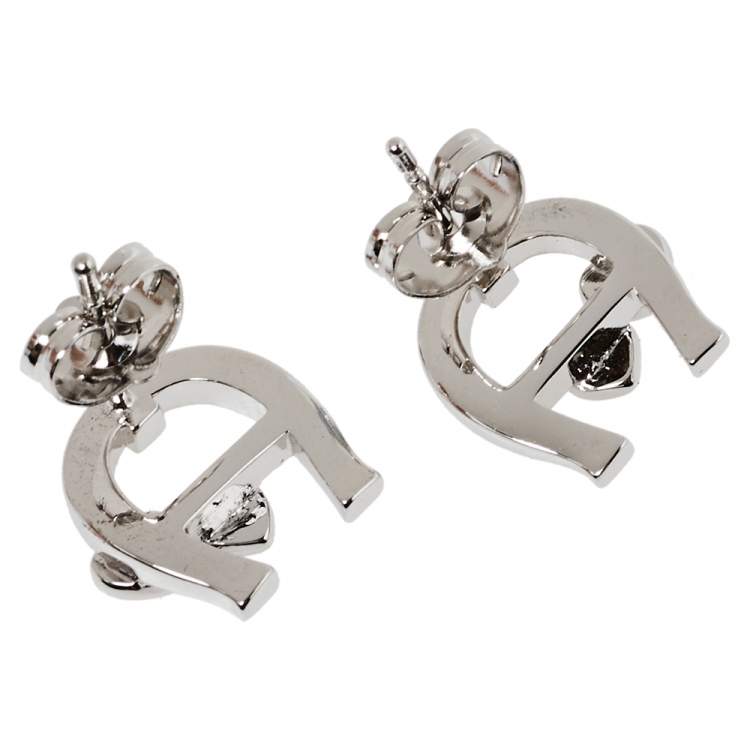 Pre Owned Aigner Crystal Heart Logo Charm Earrings & Necklace Set