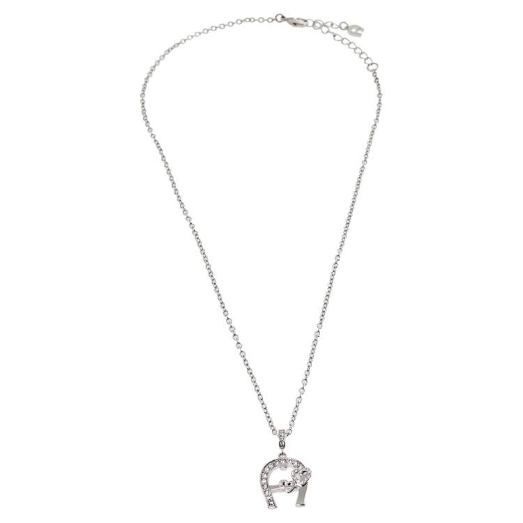 Aigner Crystal Heart Logo Charm Earrings Necklace Set Aigner TLC