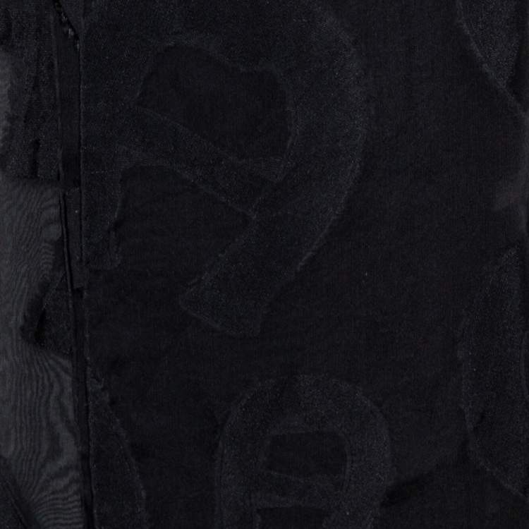 Pre Owned Aigner Black Fil Coupe Logo Pattern Sheer Silk Stole