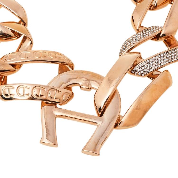 Pre Owned Aigner Rose Gold Plated Crystal Pisa Bracelet