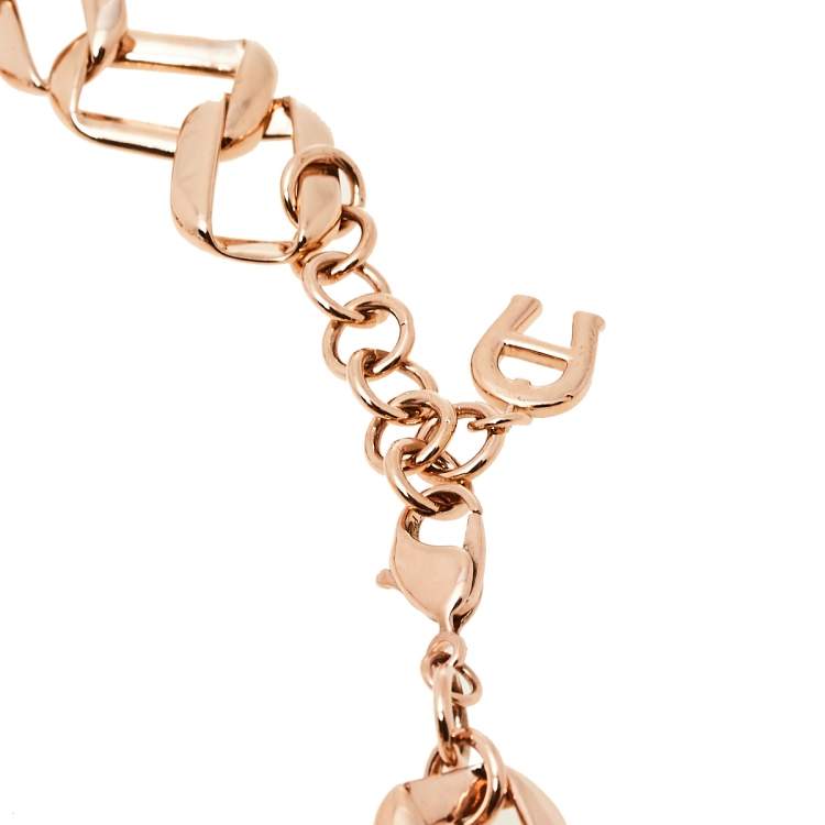 Pre Owned Aigner Pisa Rose Gold Tone Necklace and Earrings Set