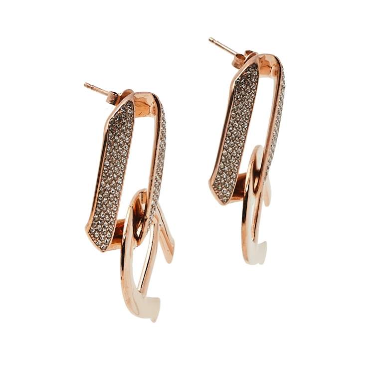 Pre Owned Aigner Pisa Rose Gold Tone Necklace and Earrings Set
