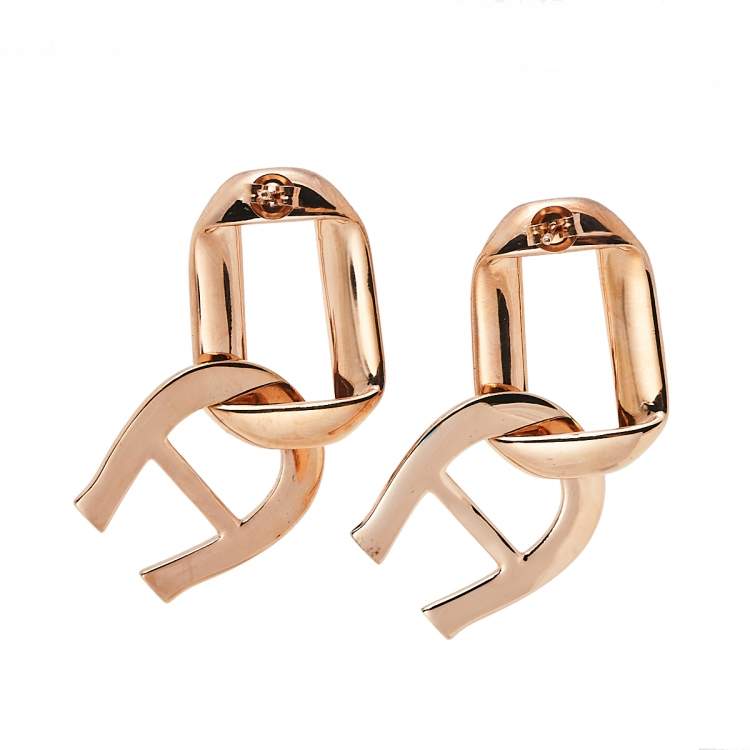 Pre Owned Aigner Pisa Rose Gold Tone Necklace and Earrings Set
