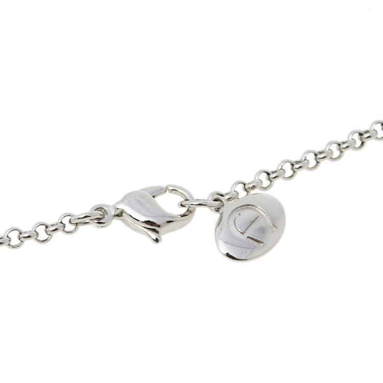 مملوكة مسبقًا Aigner Silver Tone Logo Bar & Pearl Station Necklace