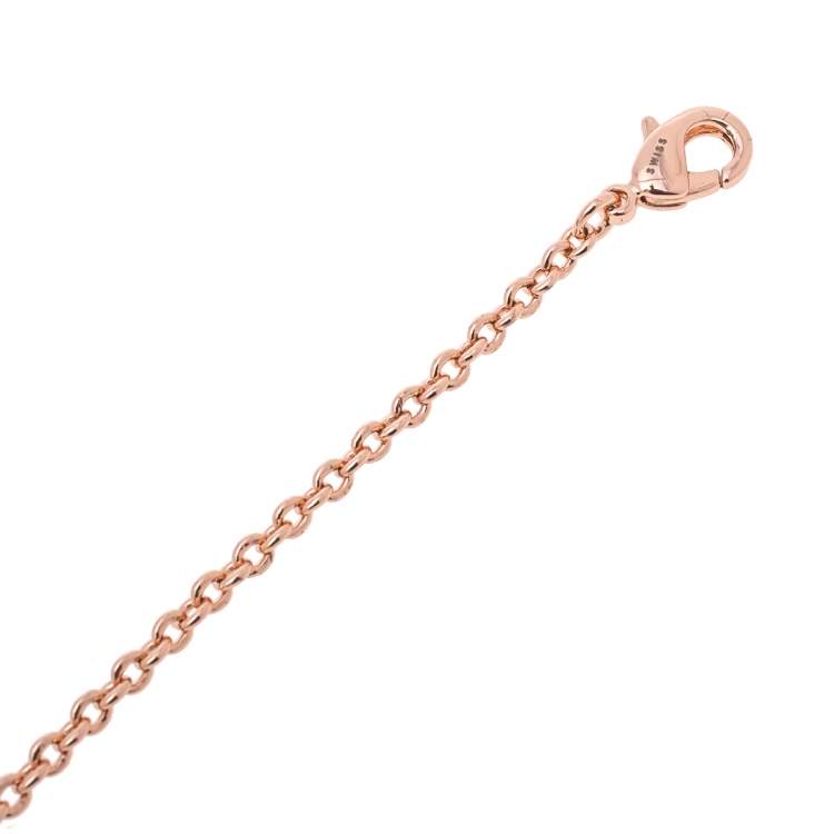 Pre Owned Aigner Rose Gold Tone Crystal Heart Logo Bracelet
