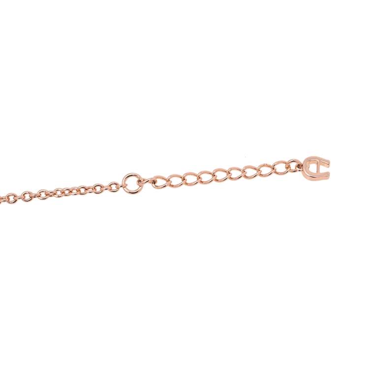 Pre Owned Aigner Rose Gold Tone Crystal Heart Logo Bracelet