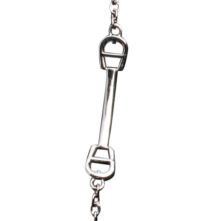 Pre Owned Aigner Crystal Logo Silver Tone Chain Bracelet