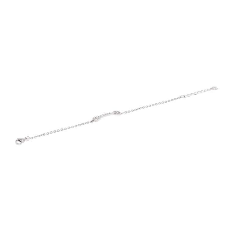 Pre Owned Aigner Crystal Logo Silver Tone Chain Bracelet