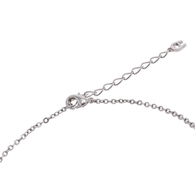 Pre Owned Aigner Crystal Logo Silver Tone Earrings and Necklace Set