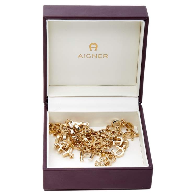 Pre Owned Aigner Gold Tone A Logo Chain Belt