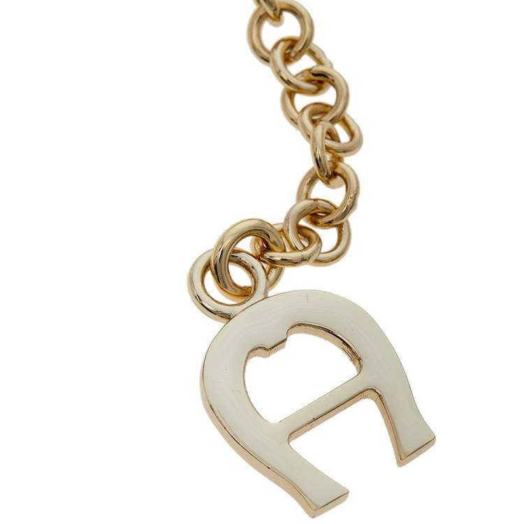 Pre Owned Aigner Gold Tone A Logo Chain Belt