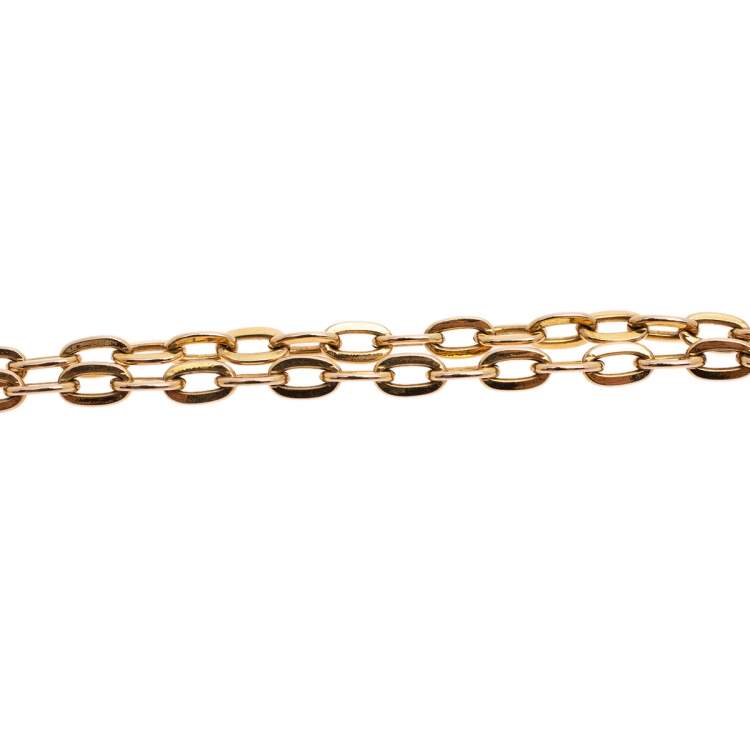 Pre Owned Aigner Gold Tone Logo Pendant Toggle Necklace