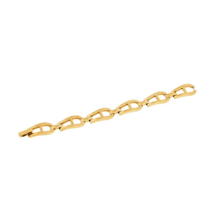 Pre Owned Aigner Gold Tone Logo Link Bracelet