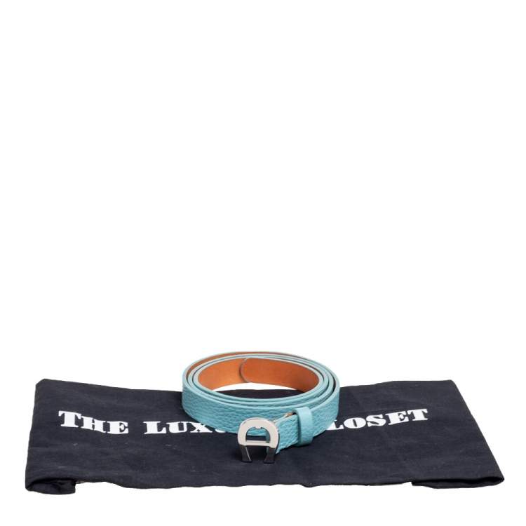Pre Owned Aigner Turquoise Green Grained Leather Palermo Belt 95CM