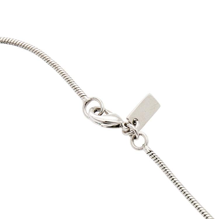 Pre Owned Aigner Logo Silver Tone Metal Pendant Necklace