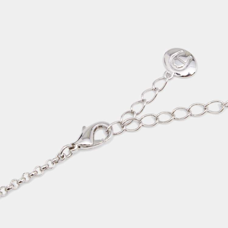 Pre Owned Aigner Silver Tone Crystal Horseshoe Pendant Necklace