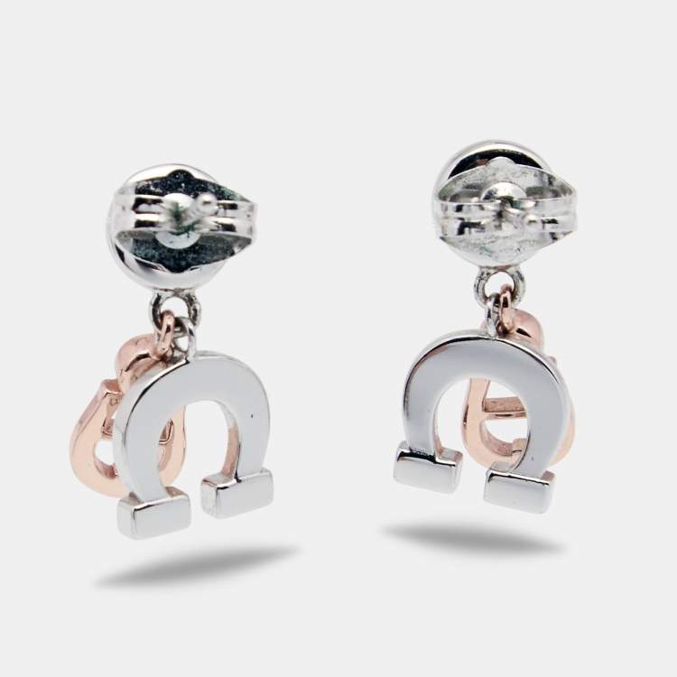 مملوكة مسبقًا Aigner Faux Pearl Crystals Two Tone Metal Earrings