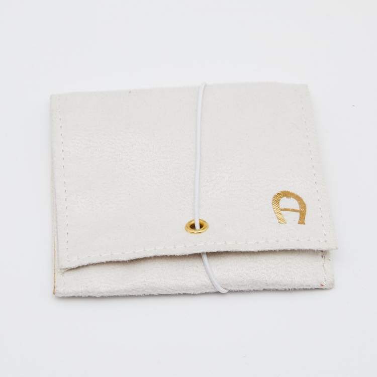 مملوكة مسبقًا Aigner Faux Pearl Crystals Two Tone Metal Earrings