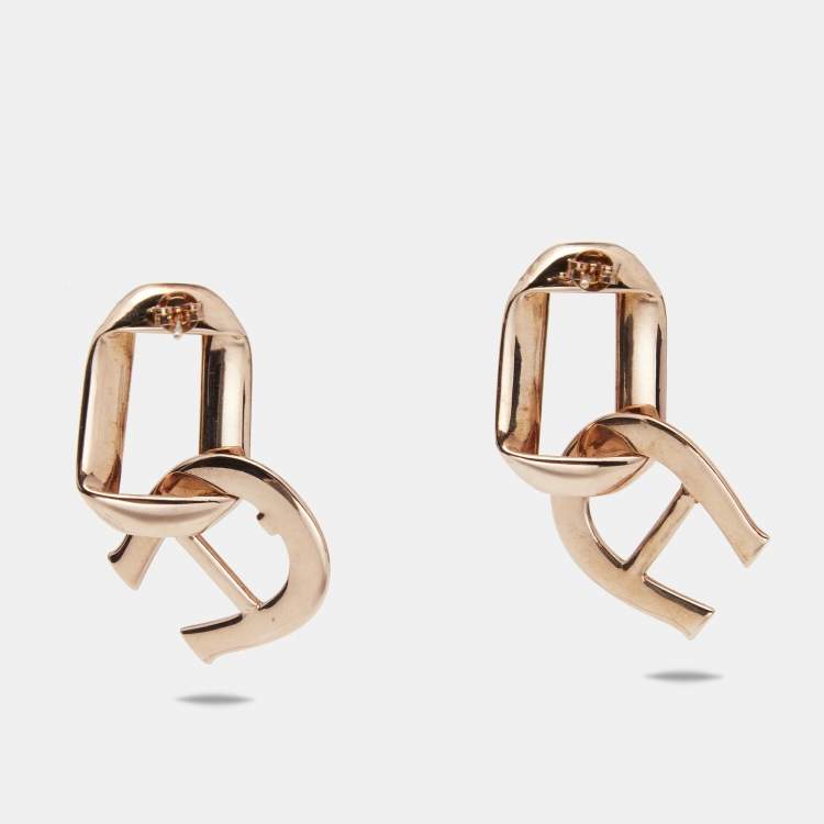 Pre Owned Aigner Pisa Crystals Rose Gold Tone Bracelet Necklace and Earring Set