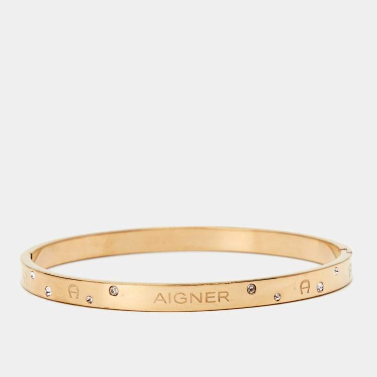 Aigner Crystal Gold Tone Bangle Bracelet Aigner TLC