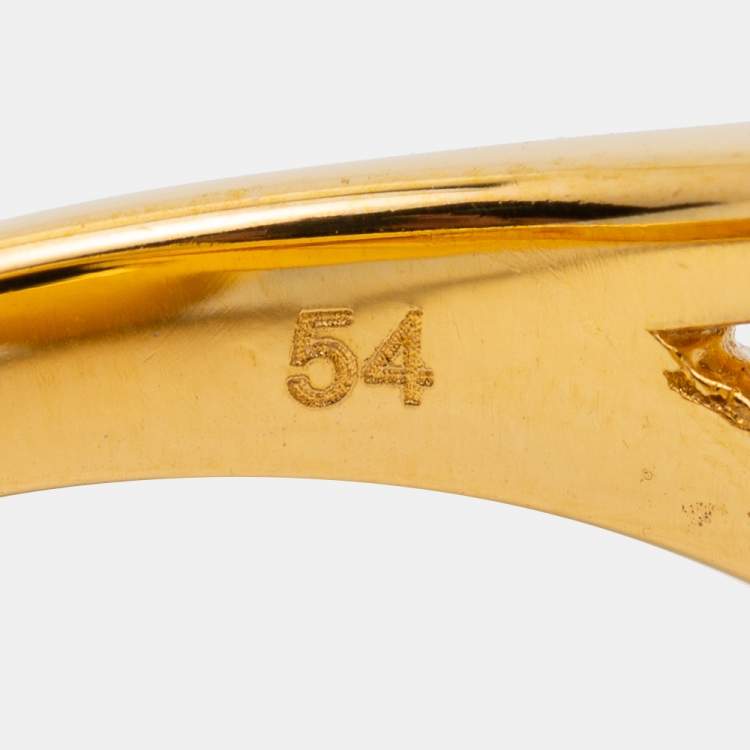 Pre Owned Aigner Gold Tone Crystal Embellished Cocktail Ring Size EU 54