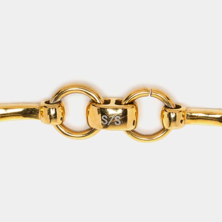Pre Owned Aigner Gold Tone Crystal Logo Station Bracelet