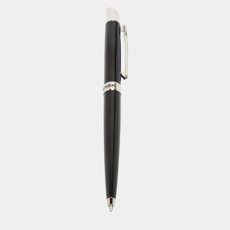 Pre Owned Aigner Black Resin Silver Tone Ballpoint Pen